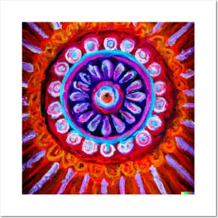 Colourful Mandala design Impressionist painting Posters and Art